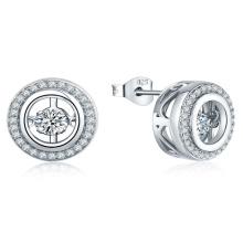 Micro Set CZ 925 Silver Dancing Diamond Earring Jewelry